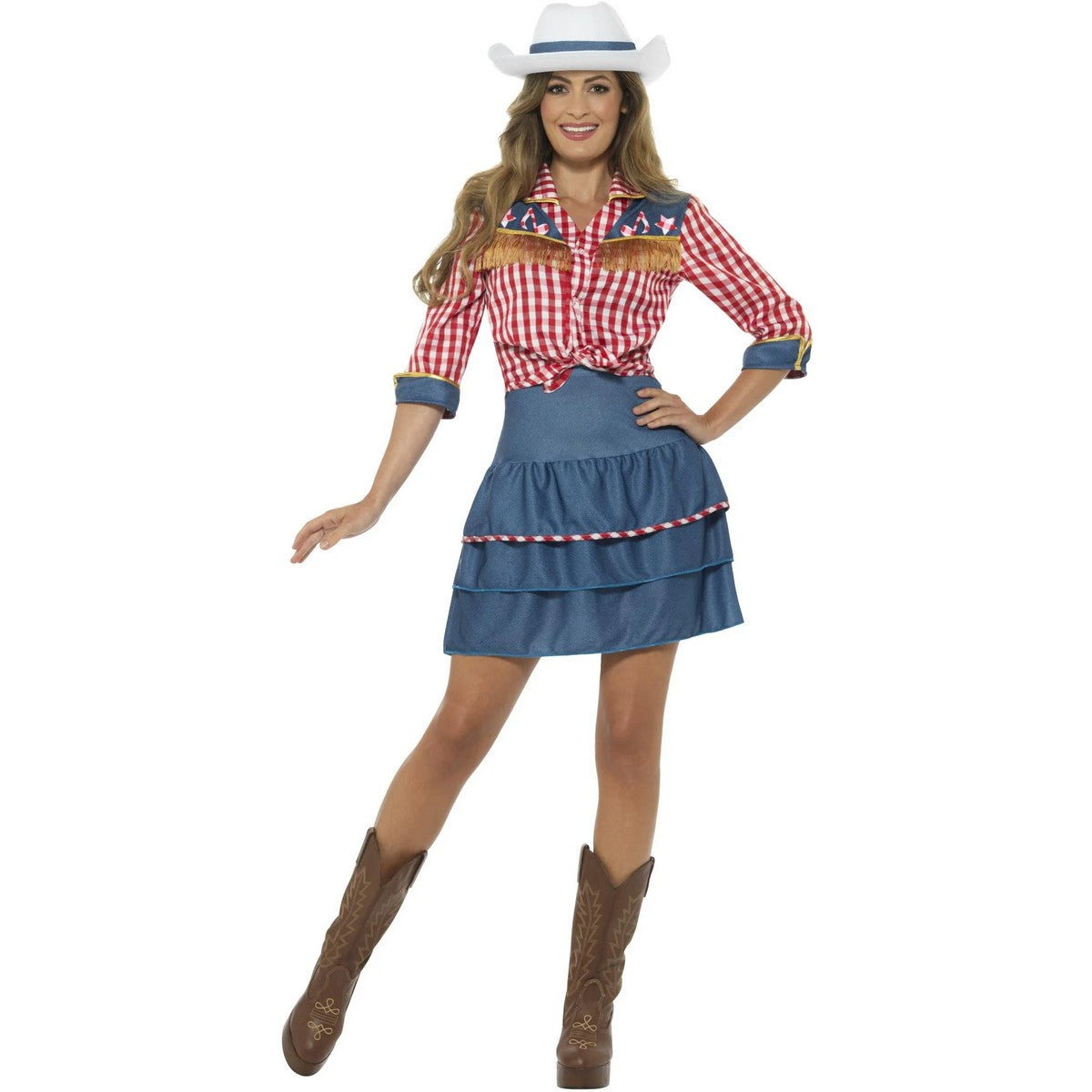 Blue-Red-White - Front - Smiffys Womens-Ladies Rodeo Doll Costume Set