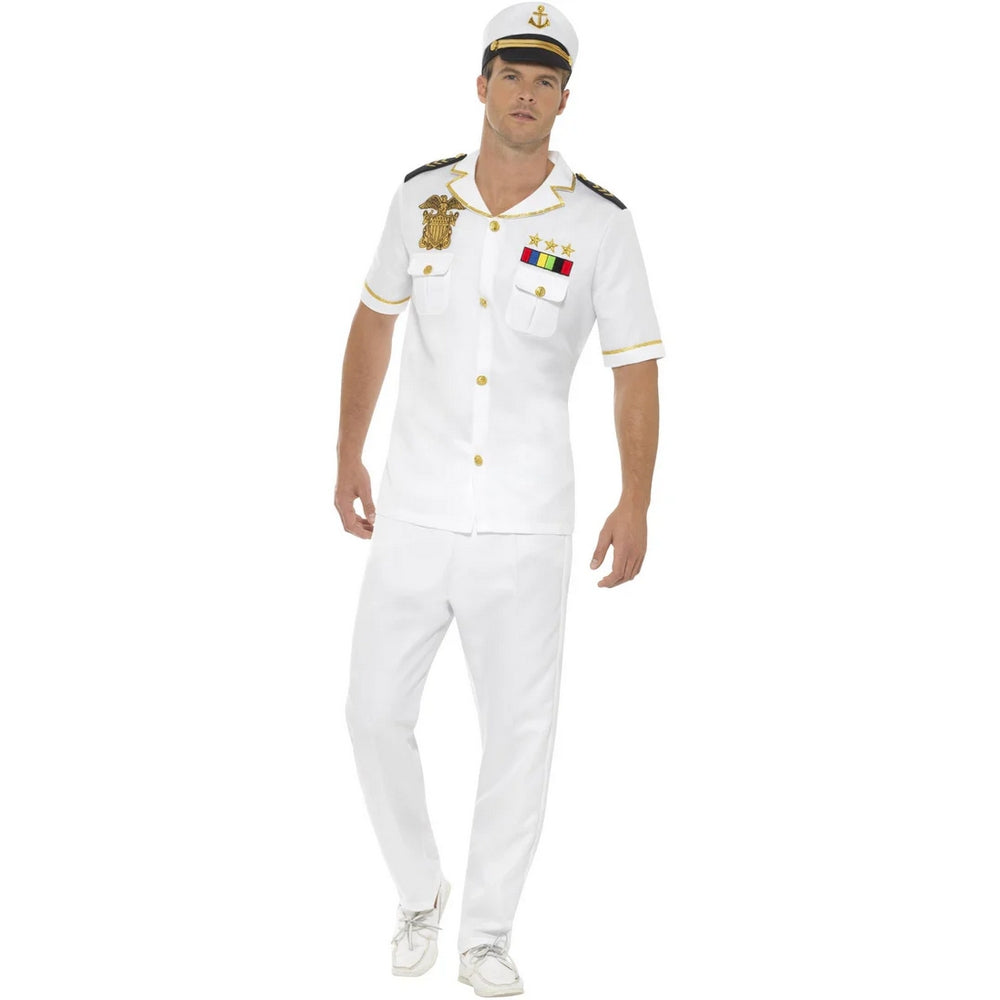 White - Front - Smiffys Mens Captain Costume Set