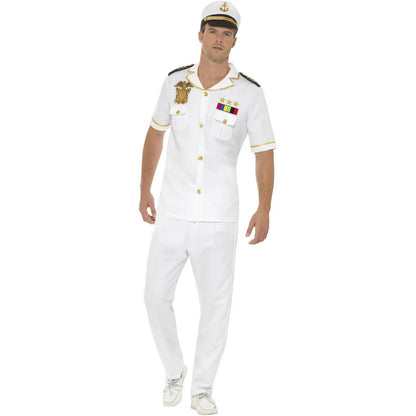 White - Front - Smiffys Mens Captain Costume Set