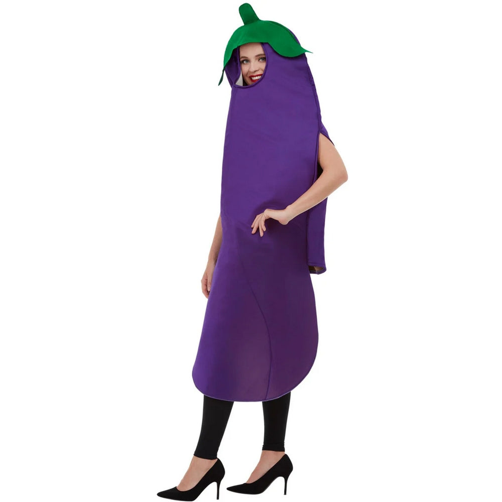 Purple - Side - Smiffys Unisex Adult Aubergine Costume Set