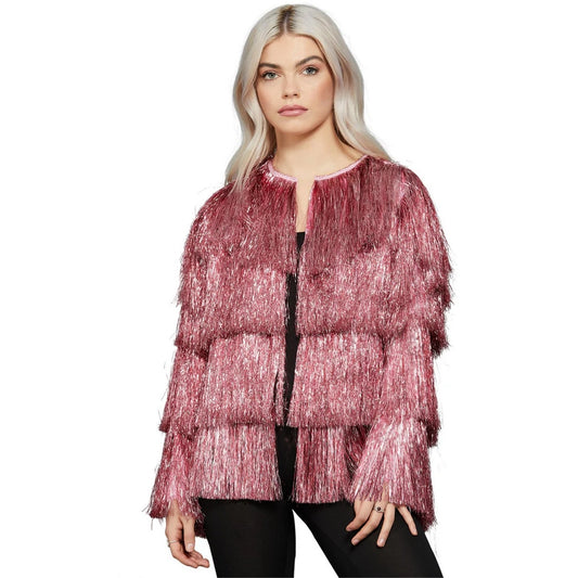 Pink - Front - Fever Womens-Ladies Tinsel Plus Festival Costume Jacket