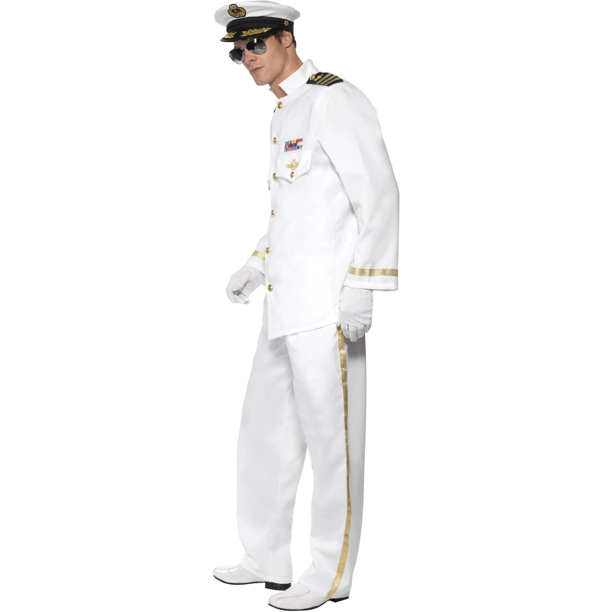 White - Side - Smiffys Mens Deluxe Captain Costume