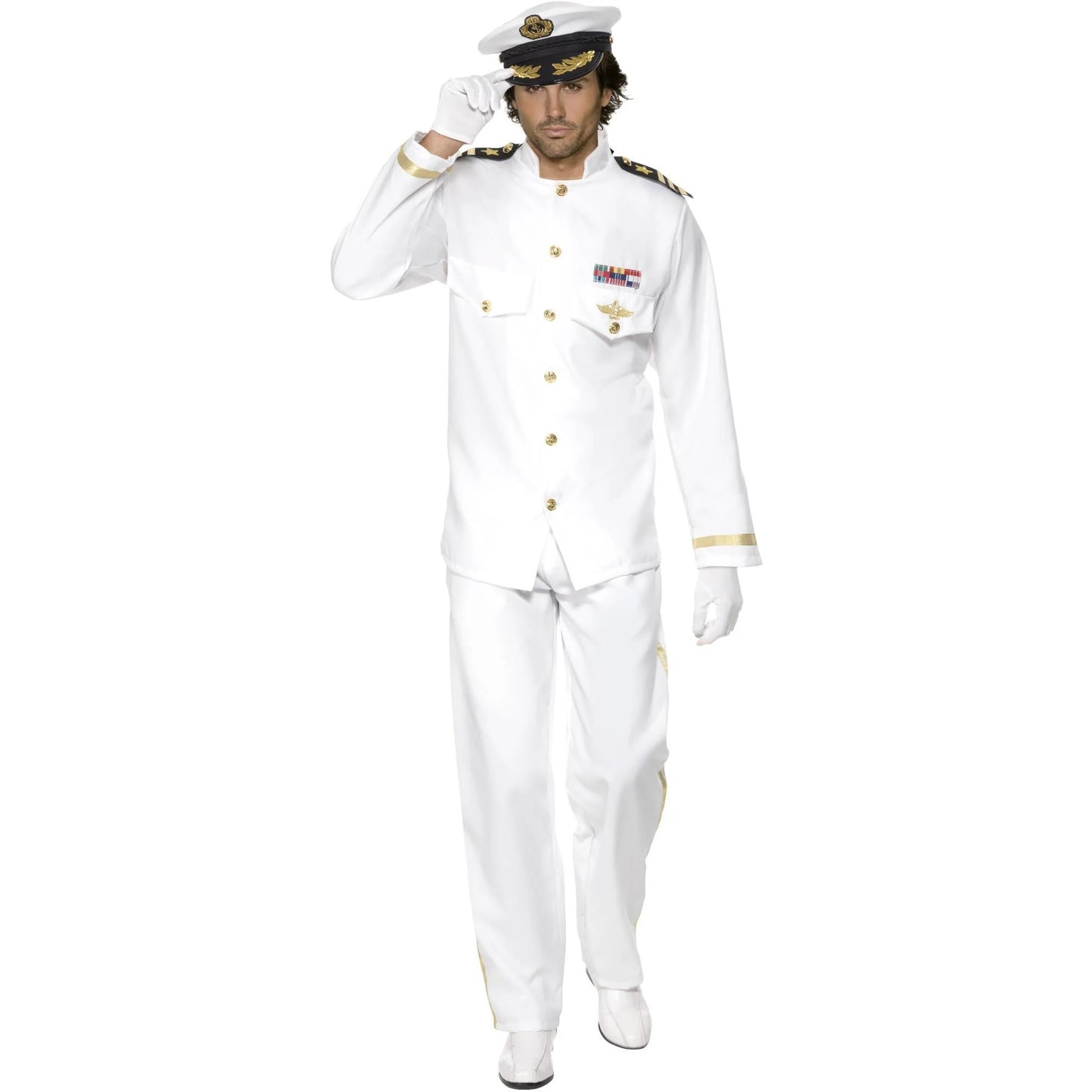 White - Lifestyle - Smiffys Mens Deluxe Captain Costume