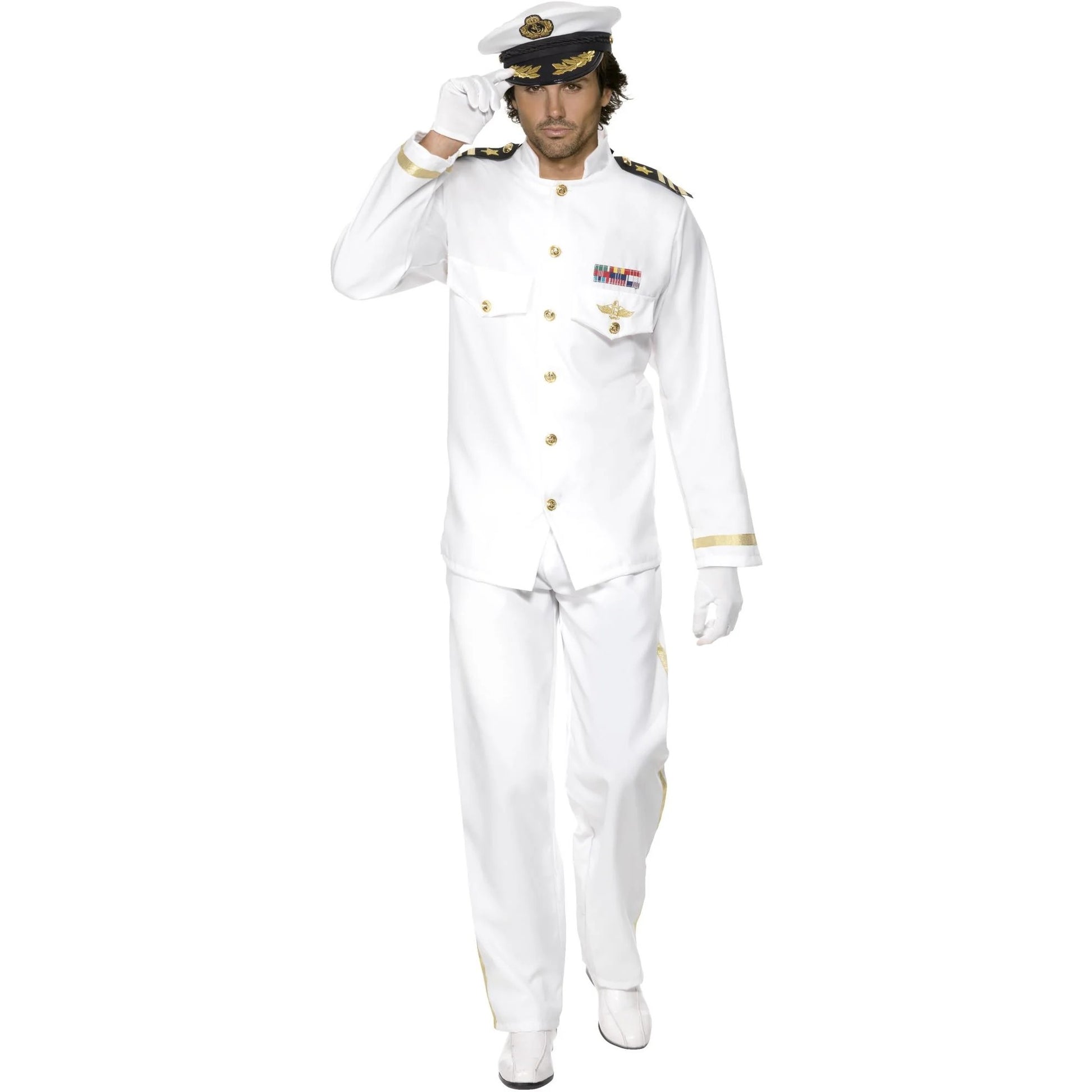 White - Lifestyle - Smiffys Mens Deluxe Captain Costume