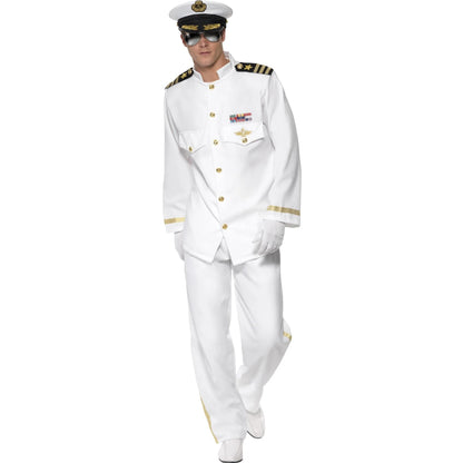 White - Front - Smiffys Mens Deluxe Captain Costume
