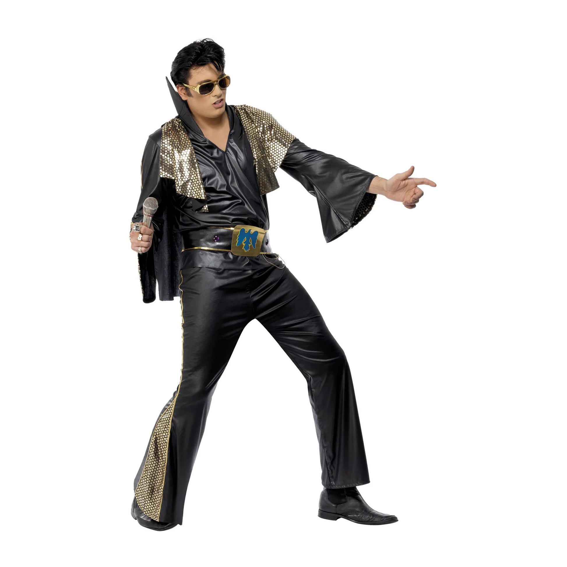 Black-Gold - Front - Elvis Mens Costume