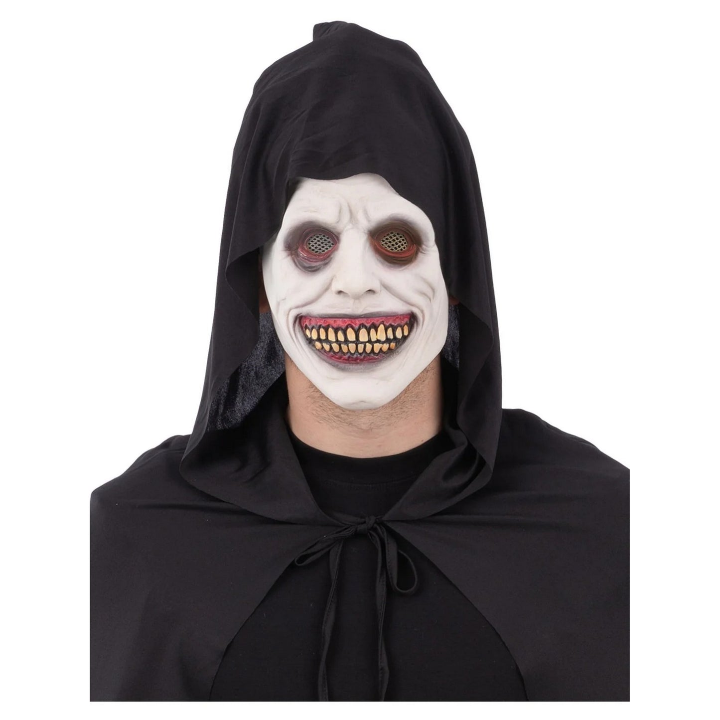 Black - Front - Smiffys Unisex Adult White Eyed Smiling Demon Mask