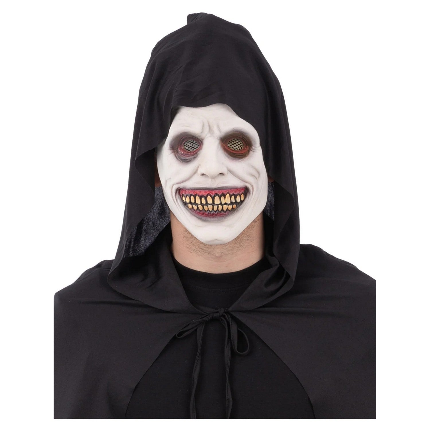 Black - Front - Smiffys Unisex Adult White Eyed Smiling Demon Mask