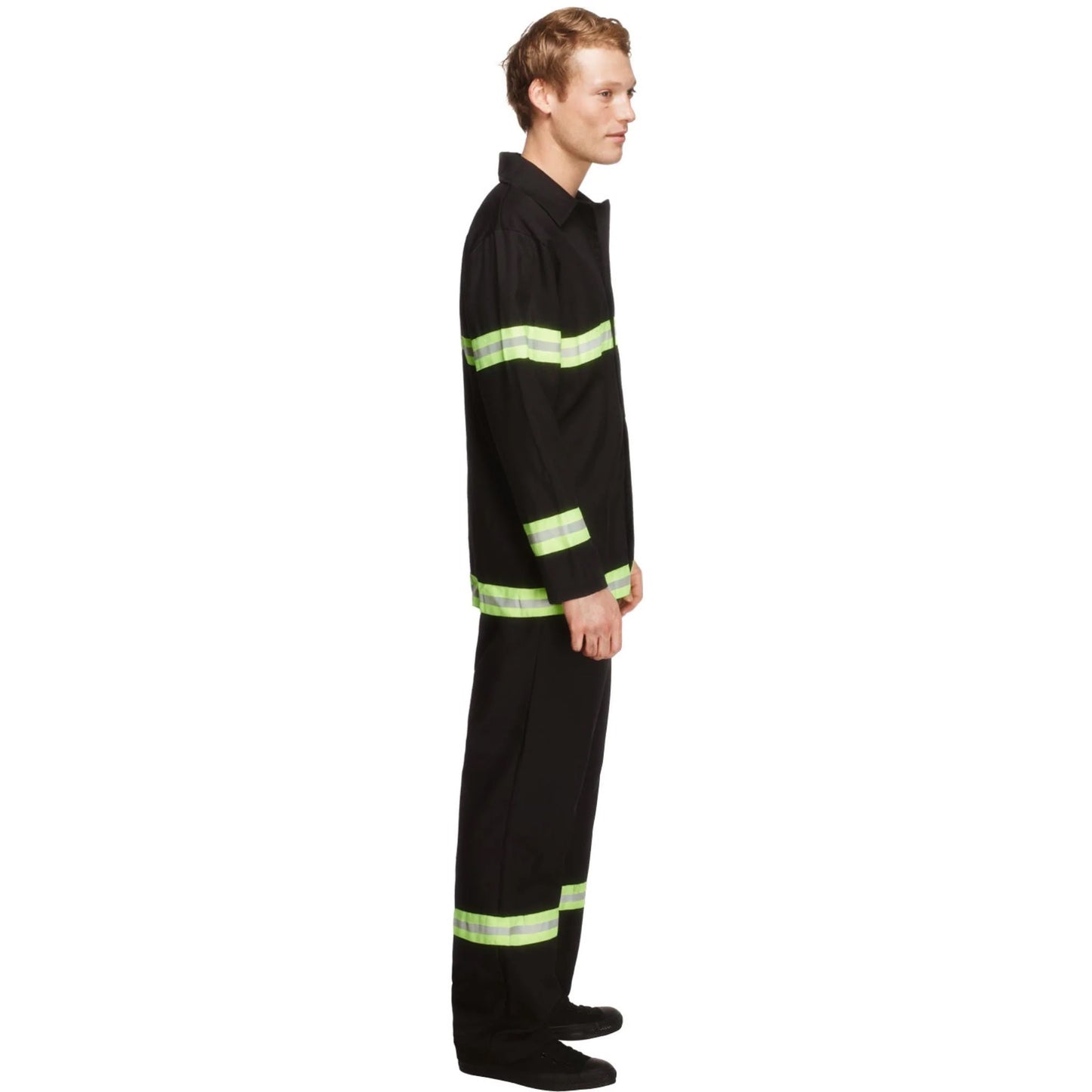 Black - Side - Smiffys Mens Fever Firefighter Costume
