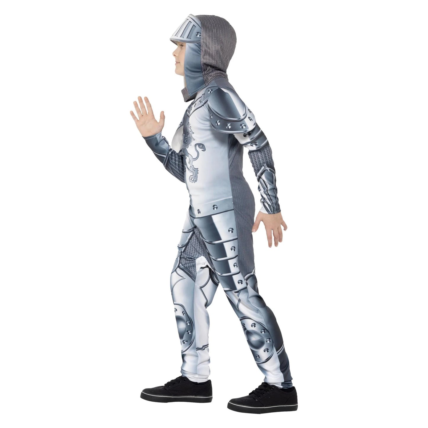 Silver - Side - Smiffys Childrens-Kids Deluxe Armoured Knight Costume