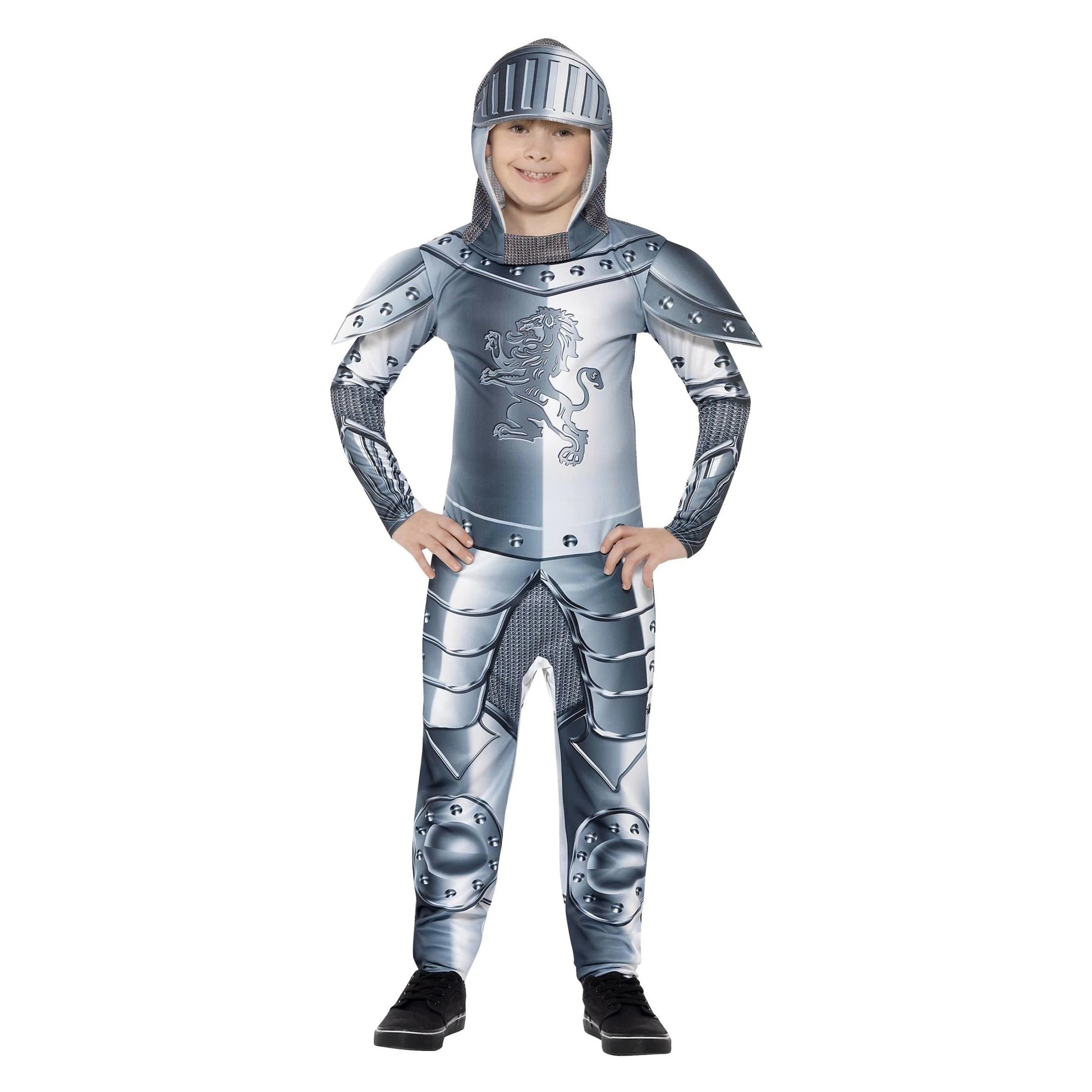 Silver - Lifestyle - Smiffys Childrens-Kids Deluxe Armoured Knight Costume