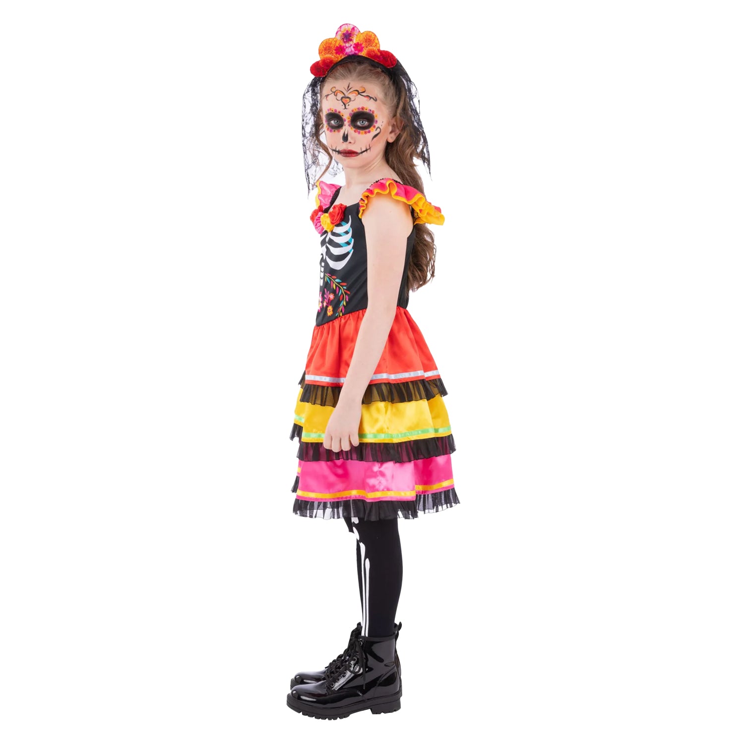 Multicoloured - Side - Smiffys Childrens-Kids Fiesta Day Of The Dead Costume