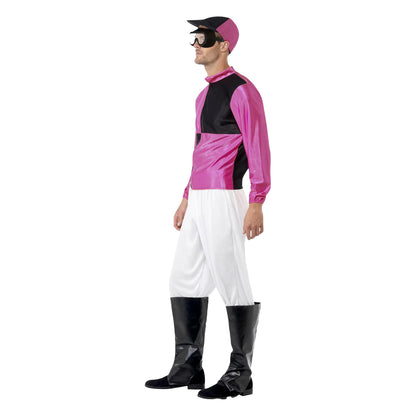 Pink-Black - Side - Smiffys Mens Jockey Costume