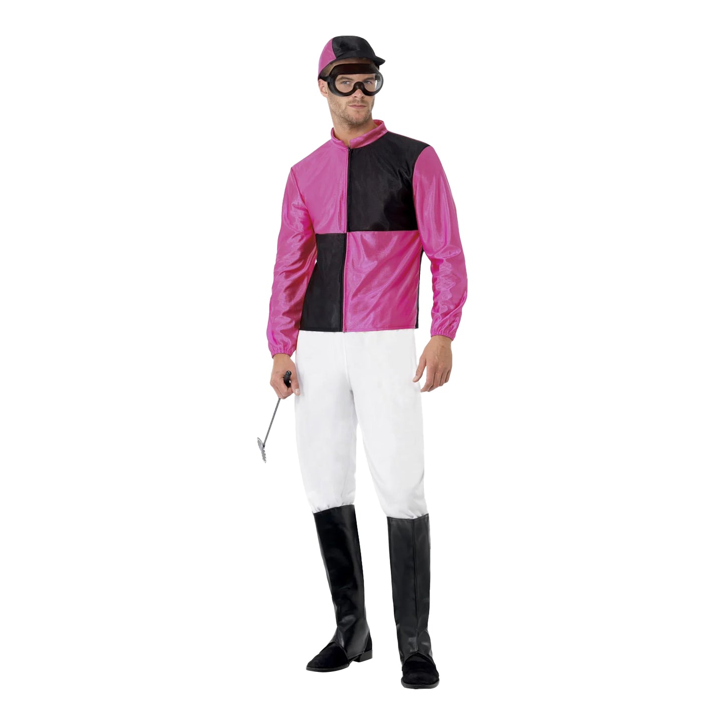 Pink-Black - Lifestyle - Smiffys Mens Jockey Costume