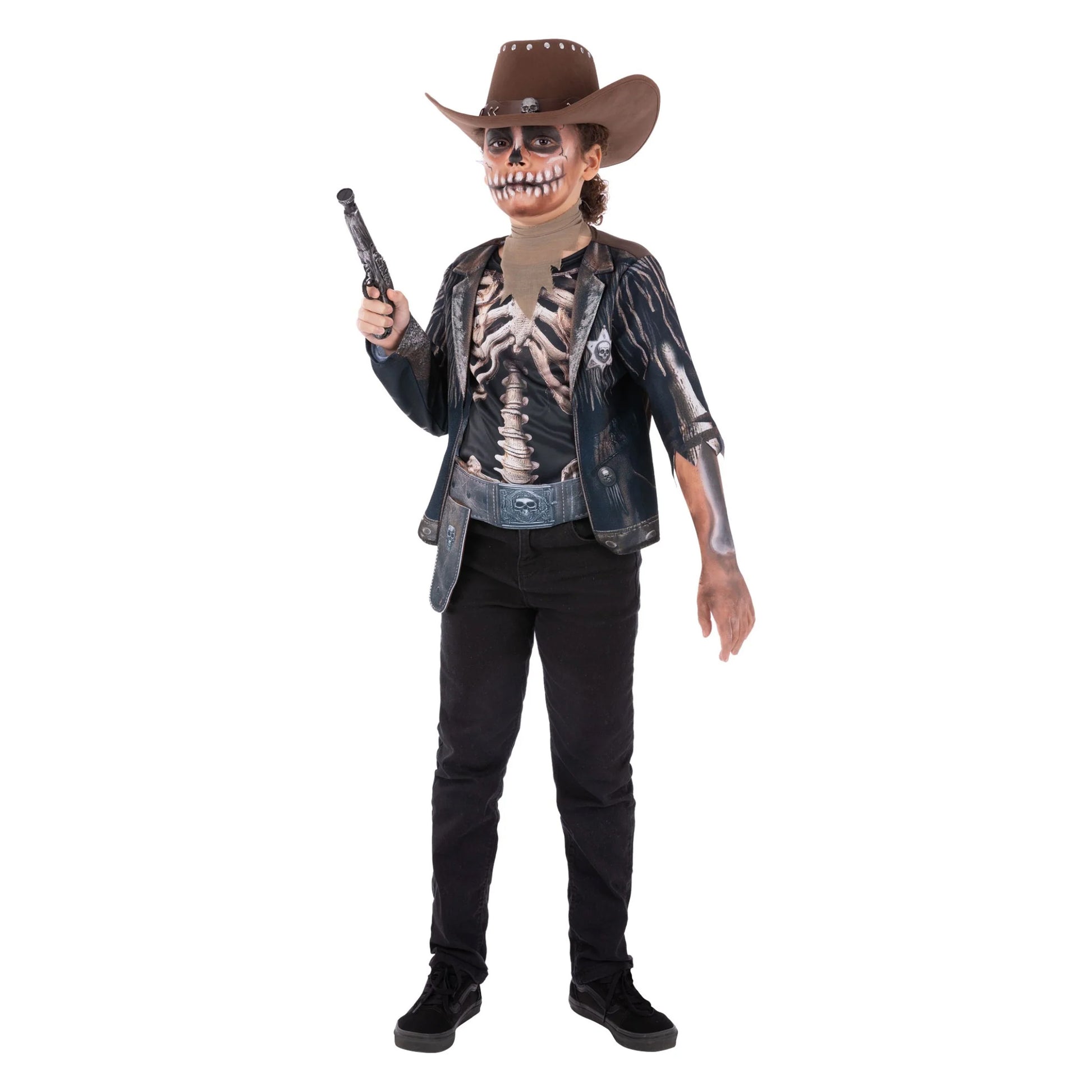 Black - Front - Smiffys Childrens-Kids Skeleton Cowboy Costume