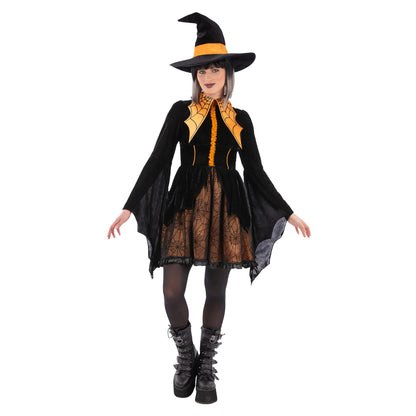 Black-Orange - Front - Smiffys Womens-Ladies Spider Witch Costume