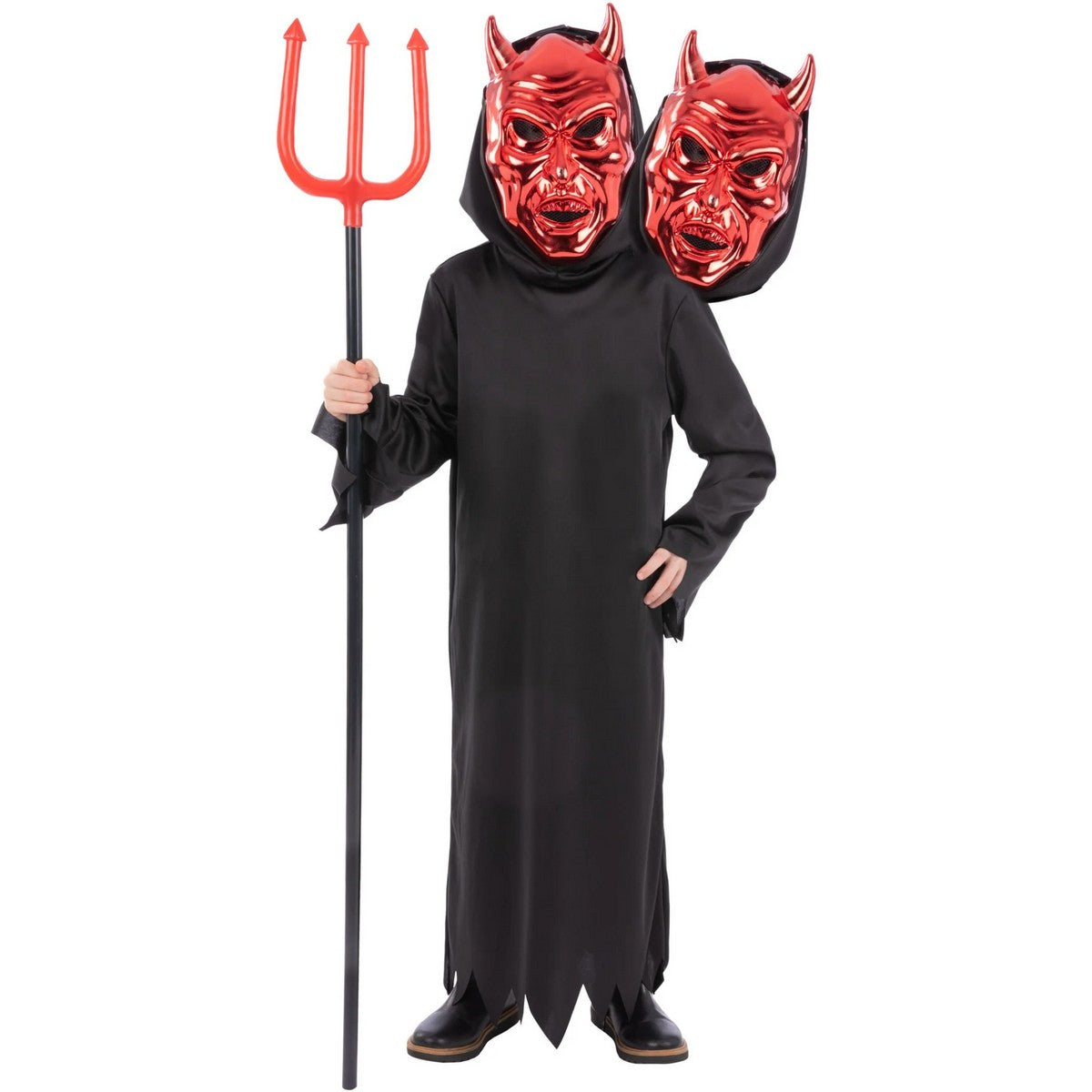 Black - Front - Smiffys Childrens-Kids Demon Reaper 2 Headed Costume