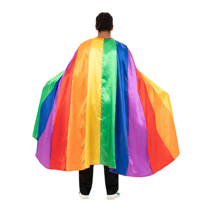 Multicoloured - Back - Smiffys Unisex Adult Rainbow Costume Cape