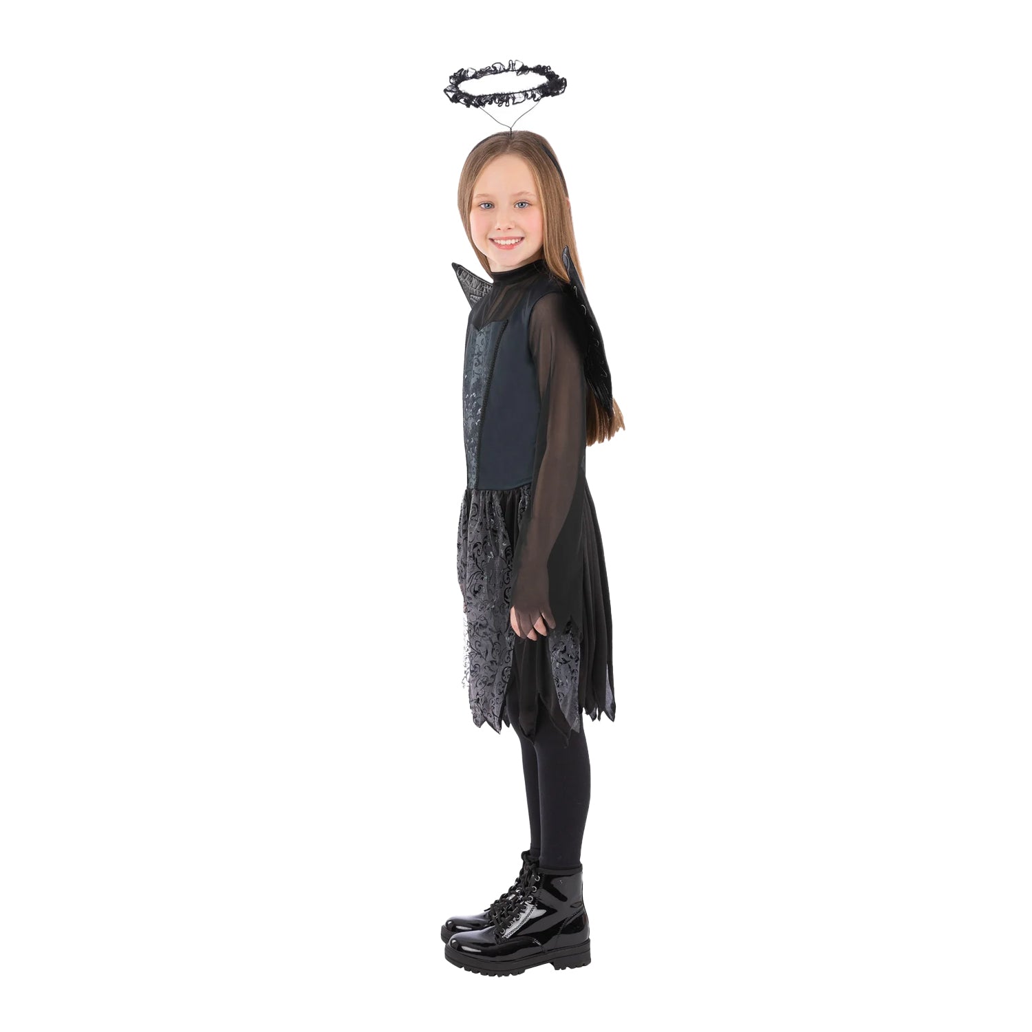 Black - Side - Smiffys Girls Dark Angel Costume