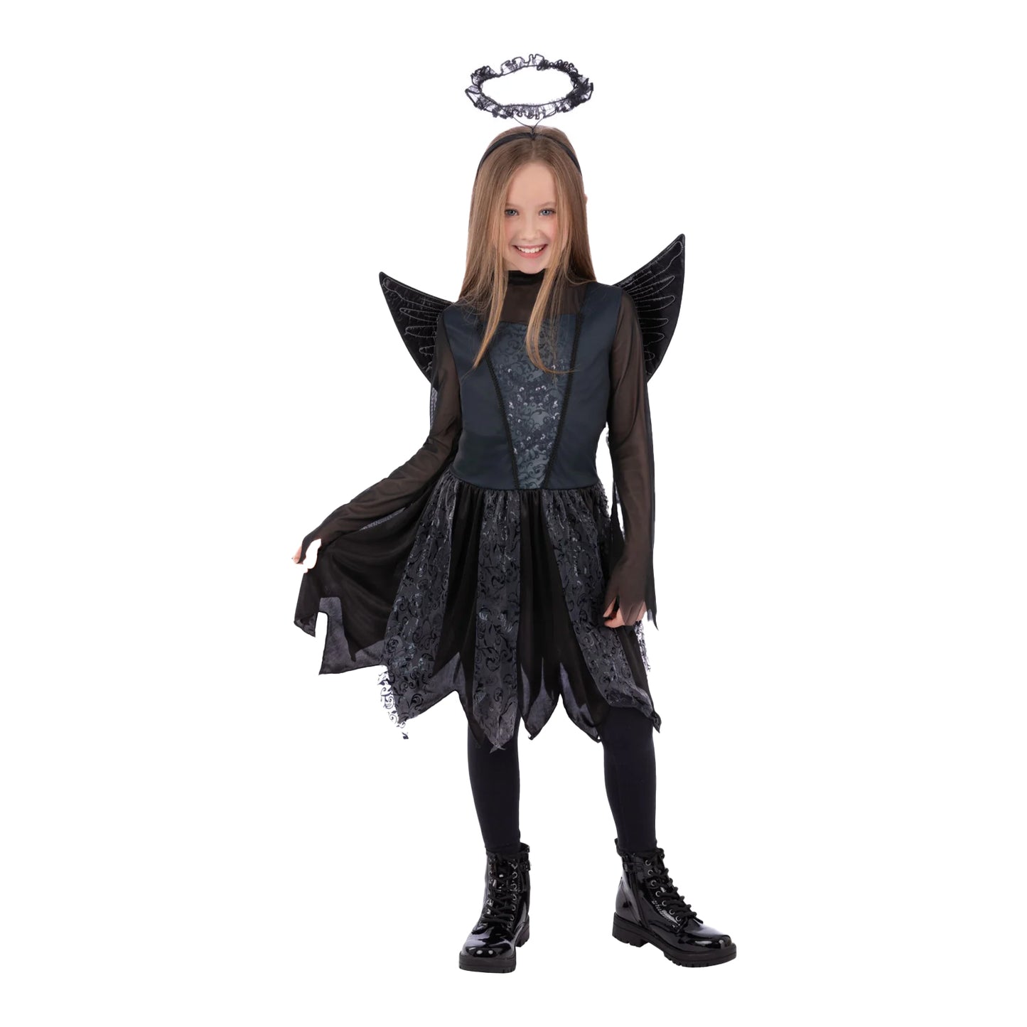Black - Lifestyle - Smiffys Girls Dark Angel Costume