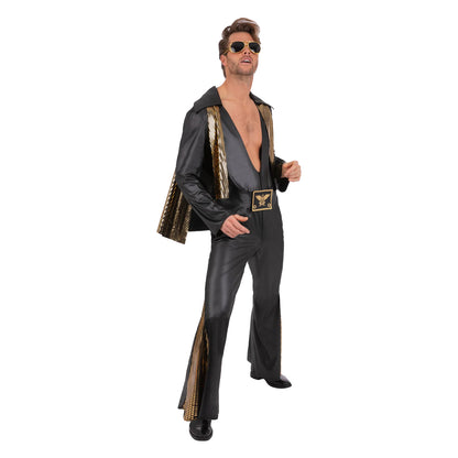 Gold-Black - Front - Elvis Mens Costume Jumpsuit