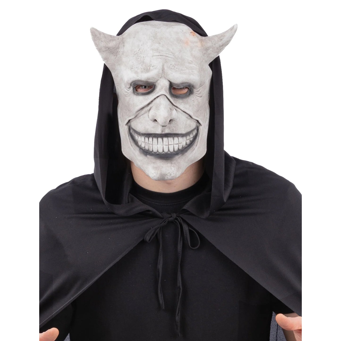 Black-White - Front - Smiffys Unisex Adult Smiling Devil Latex Mask