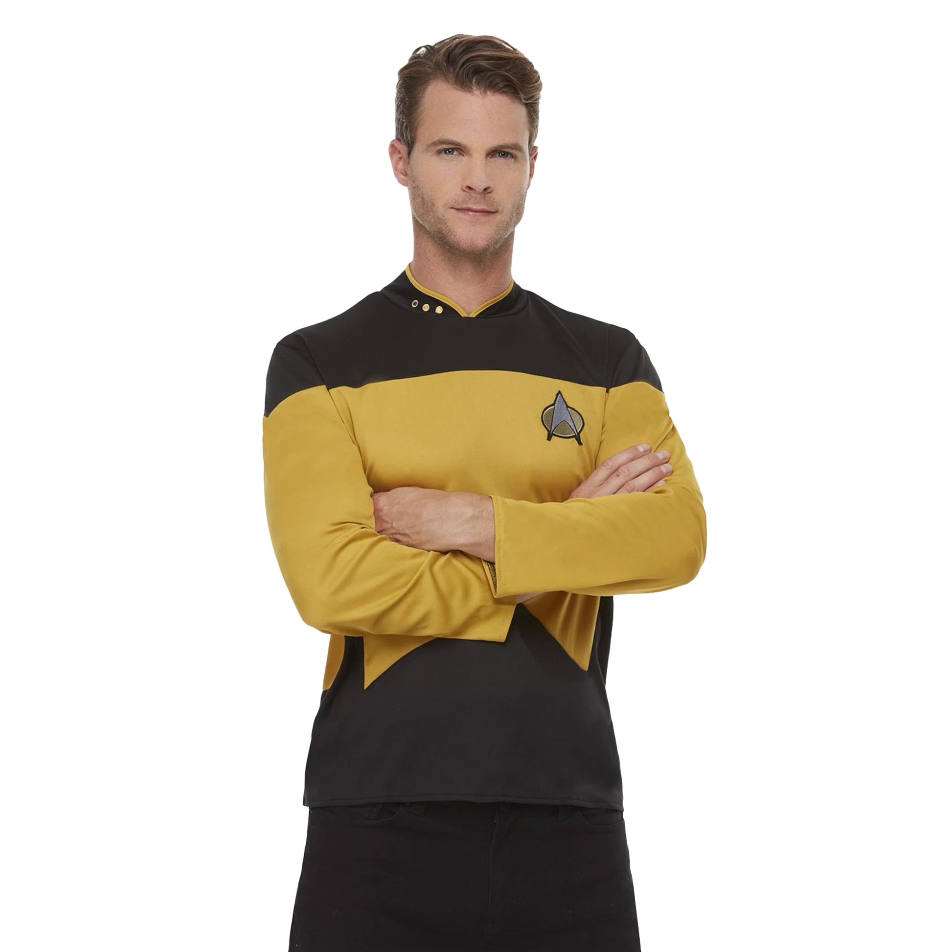 Yellow-Black - Back - Star Trek: The Next Generation Unisex Adult Operations Uniform Costume Top