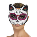White - Back - Smiffys Unisex Adult Sugar Skull Cat Glitter Eye Mask