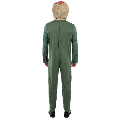 Green - Back - Smiffys Mens Revenge Killer Gas Mask Zombie Costume