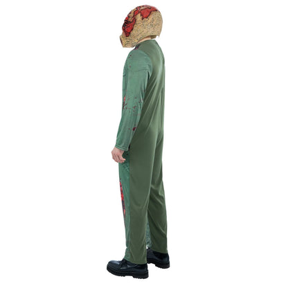 Green - Side - Smiffys Mens Revenge Killer Gas Mask Zombie Costume