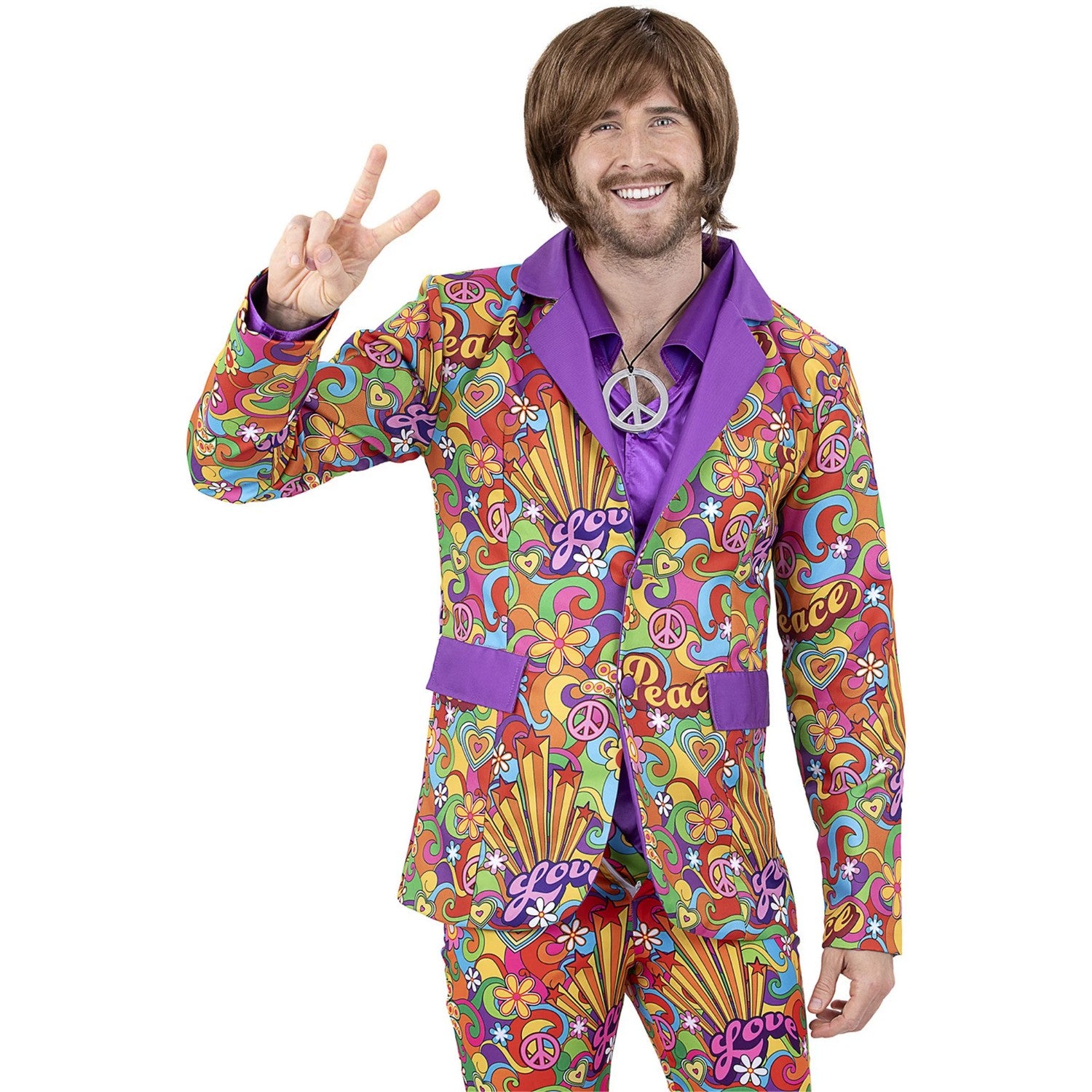 Multicoloured - Front - Smiffys Mens 60s Rainbow Peace Costume Jacket