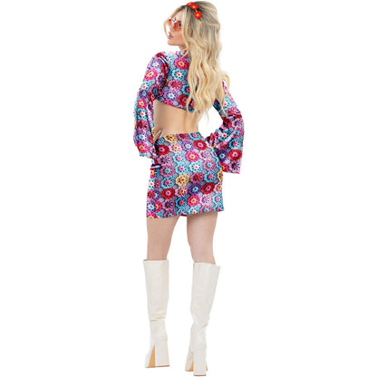 Multicoloured - Back - Fever Womens-Ladies 60s Hippie Rainbow Costume