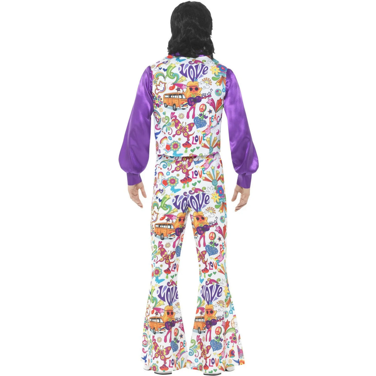 Multicoloured - Back - Smiffys Mens 60s Groovy Hippie Costume