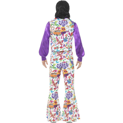 Multicoloured - Back - Smiffys Mens 60s Groovy Hippie Costume