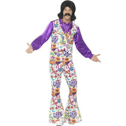 Multicoloured - Front - Smiffys Mens 60s Groovy Hippie Costume