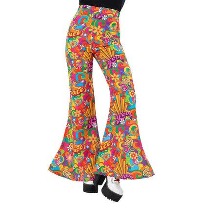 Multicoloured - Front - Smiffys Womens-Ladies Rainbow Peace Costume Flared Trousers