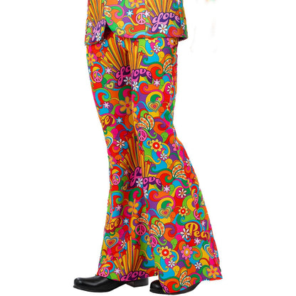 Multicoloured - Front - Smiffys Mens Rainbow Peace Costume Flared Trousers
