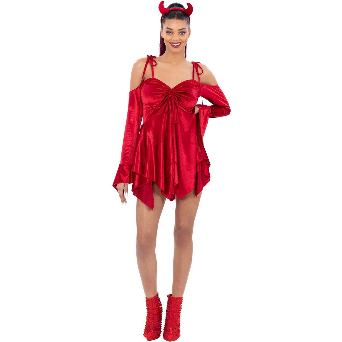 Red - Lifestyle - Smiffys Womens-Ladies Devil Costume Set