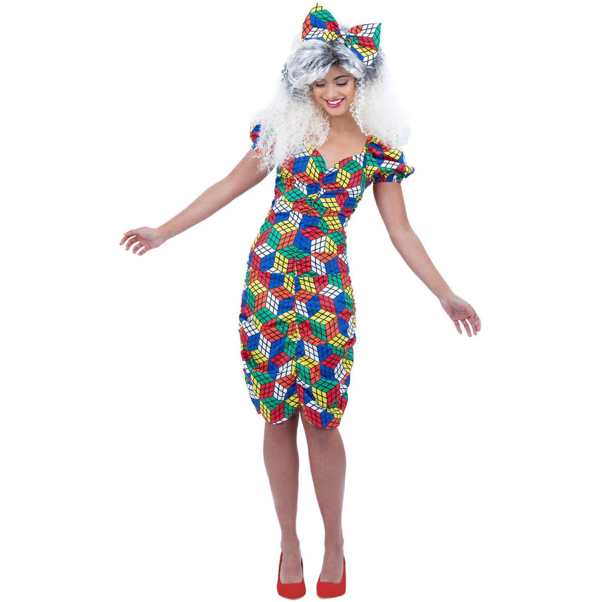 Multicoloured - Lifestyle - Smiffys Womens-Ladies Rubik´s Cube Costume