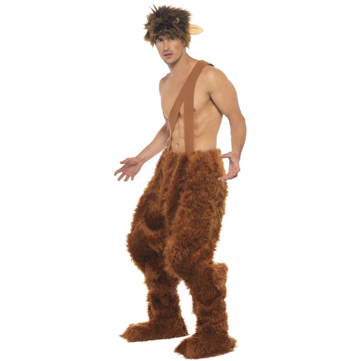 Brown - Side - Smiffys Mens Pan Costume Set