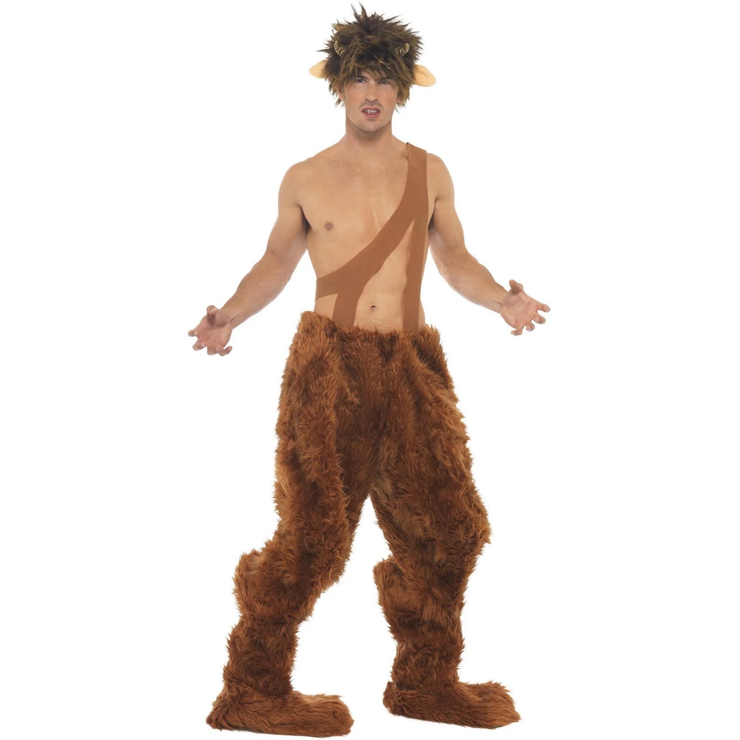 Brown - Front - Smiffys Mens Pan Costume Set