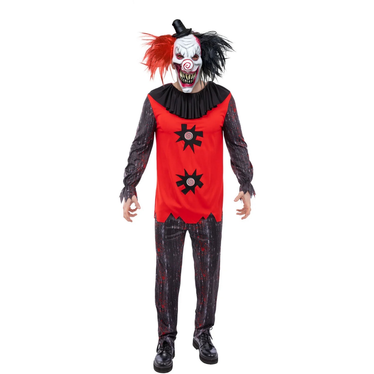 Red-Black-White - Front - Smiffys Mens Chuckles Clown Jester Costume Set