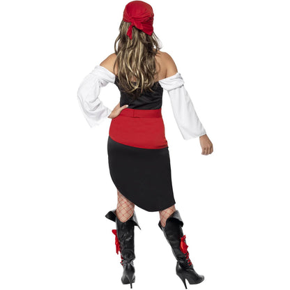 Black-Red-White - Back - Smiffys Womens-Ladies Pirate Wench Costume Set