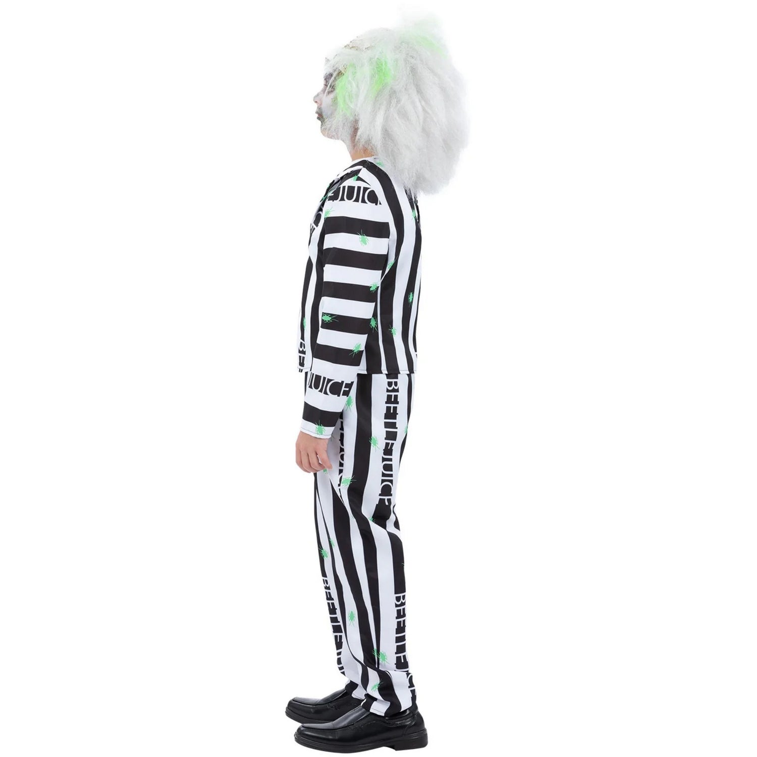 White-Green - Side - Beetlejuice Childrens-Kids Wig
