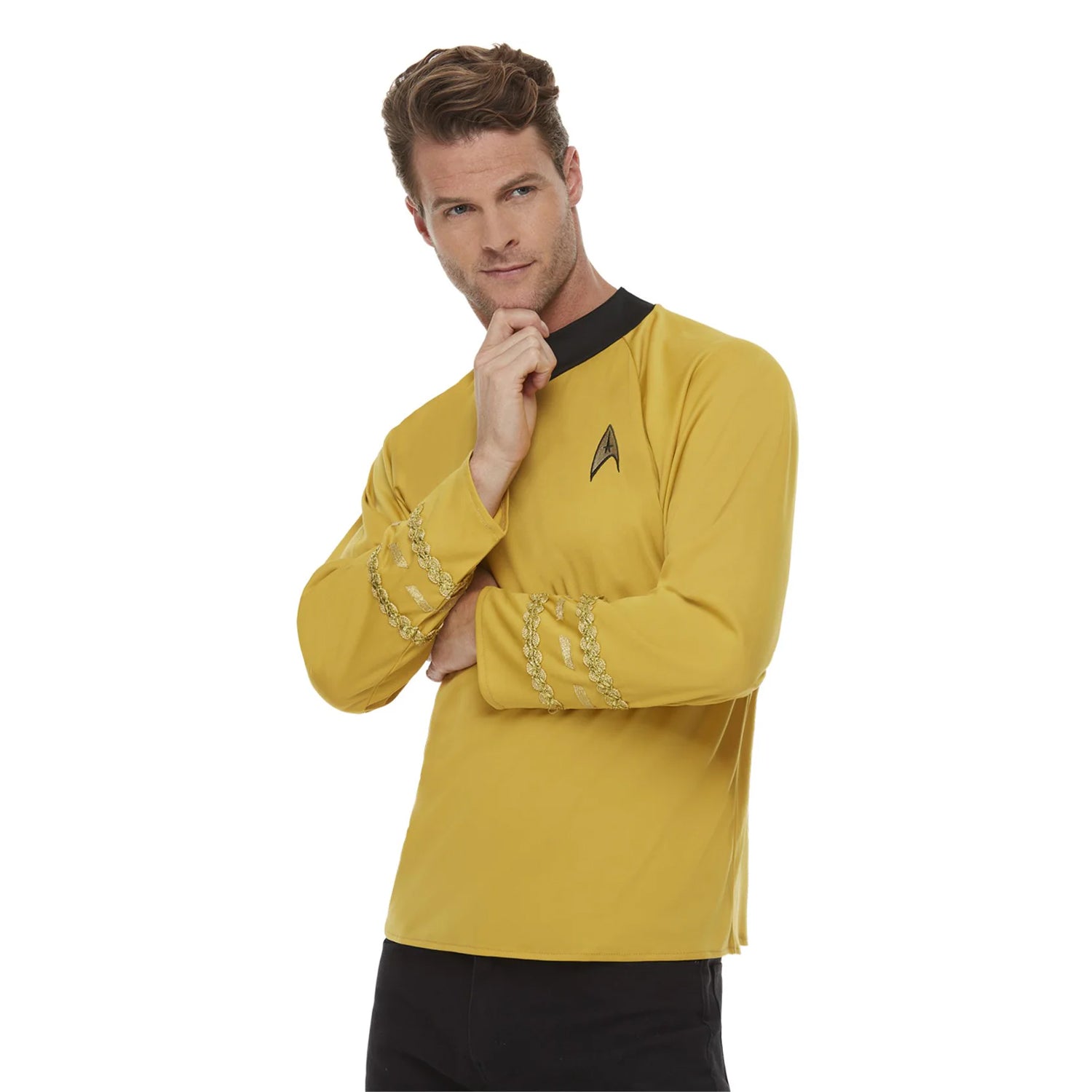 Yellow-Black - Back - Star Trek Unisex Adult Original Series Command Uniform Costume Top