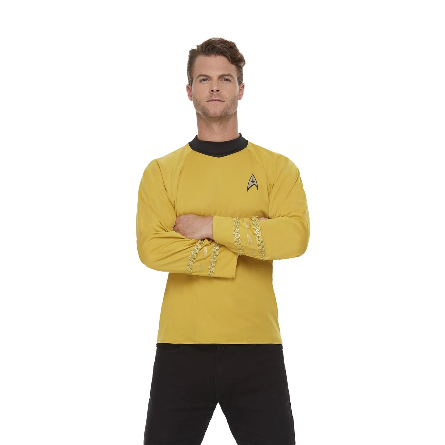 Yellow-Black - Front - Star Trek Unisex Adult Original Series Command Uniform Costume Top