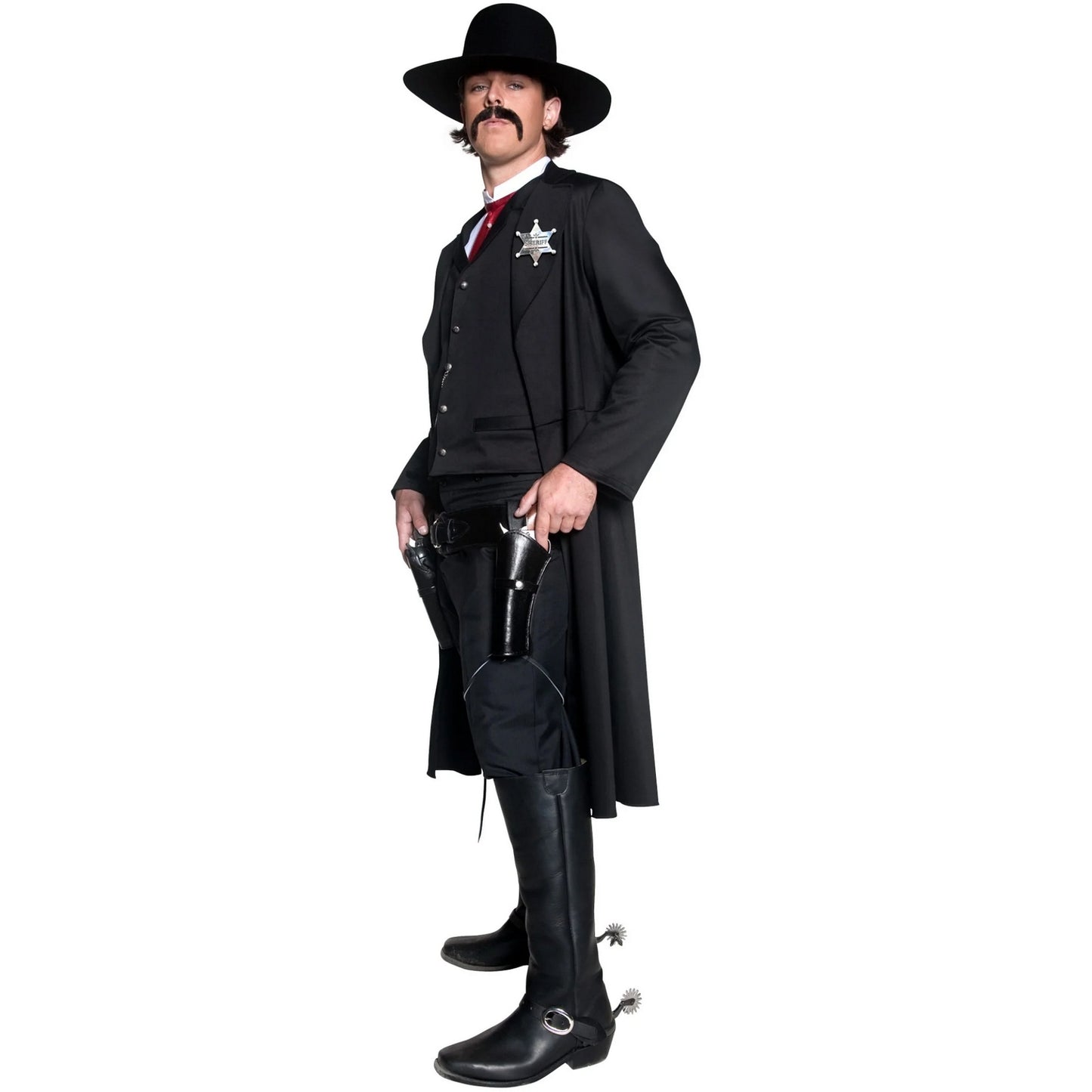 Black - Side - Smiffys Unisex Adult Deluxe Authentic Western Sheriff Costume Set