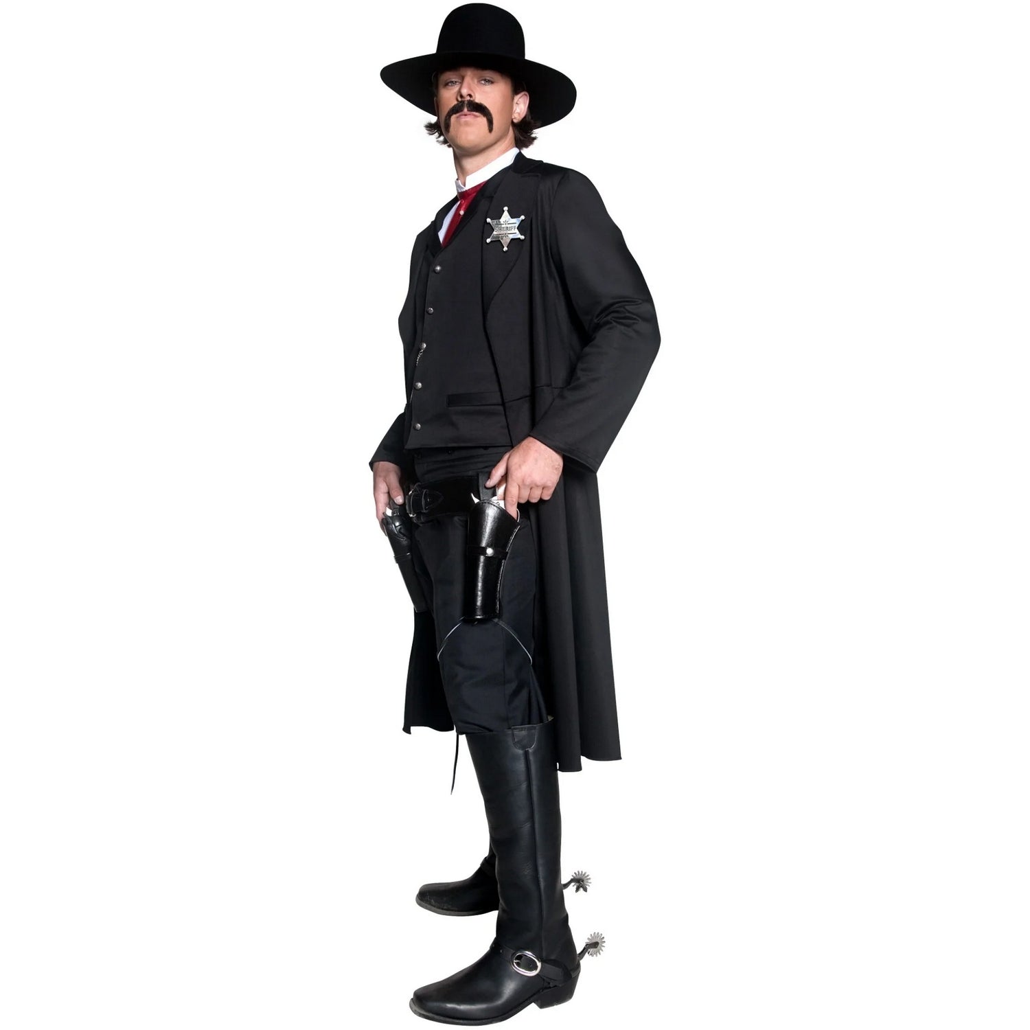 Black - Side - Smiffys Unisex Adult Deluxe Authentic Western Sheriff Costume Set