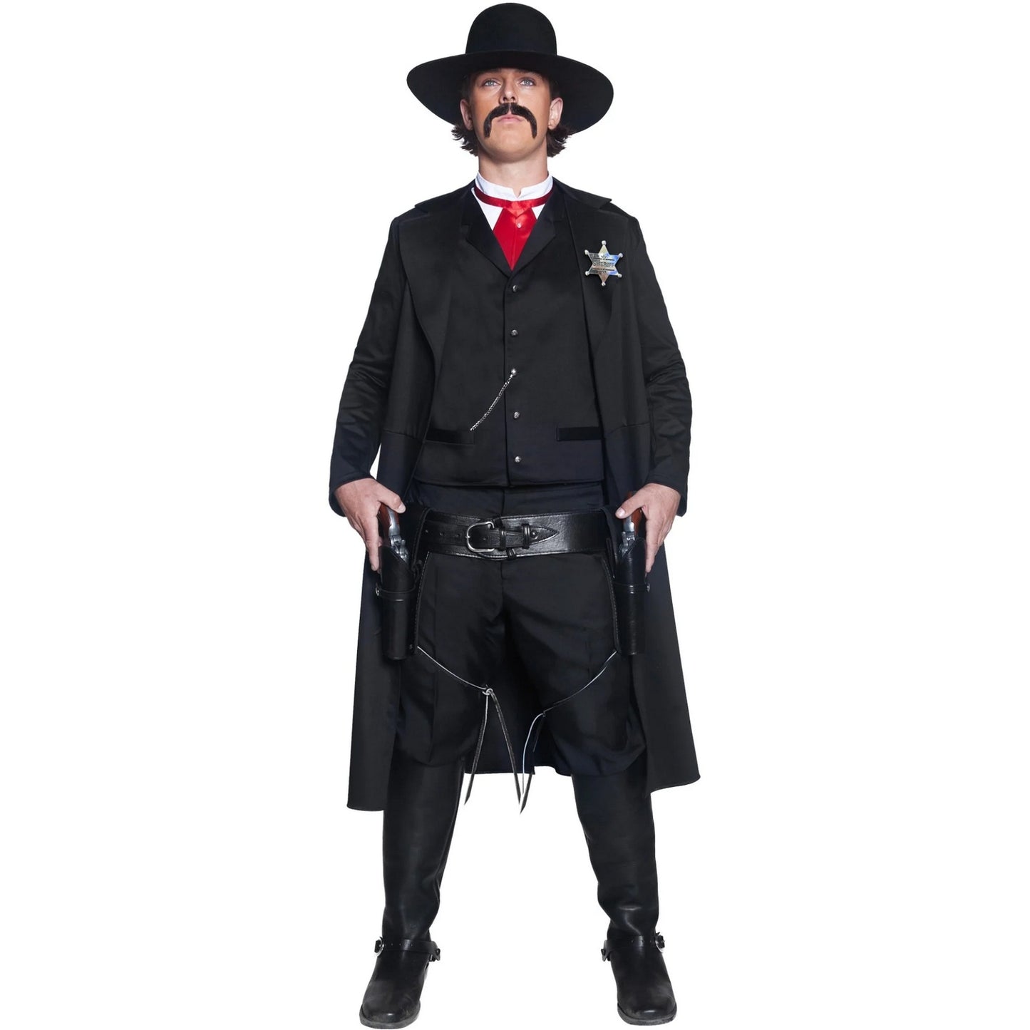 Black - Front - Smiffys Unisex Adult Deluxe Authentic Western Sheriff Costume Set