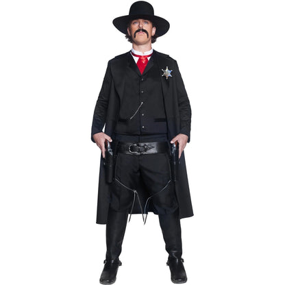 Black - Front - Smiffys Unisex Adult Deluxe Authentic Western Sheriff Costume Set